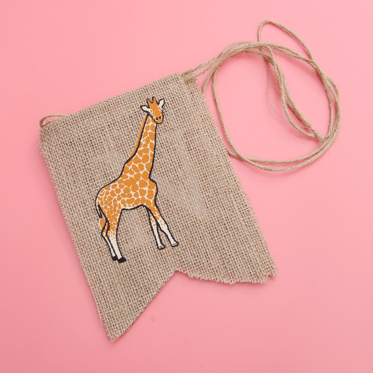 Baby Nursery Bunting - Giraffe Linen Hanging Banner Swallowtail Bunting