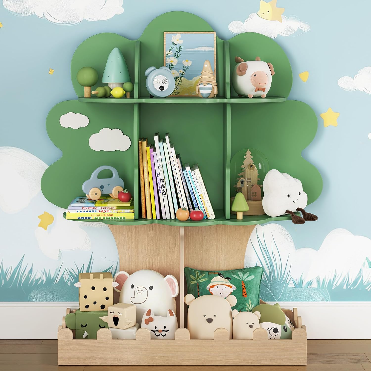 Baby Nursery Bookcase - Toddler Tree Bookshelf Baby Montessori Wooden