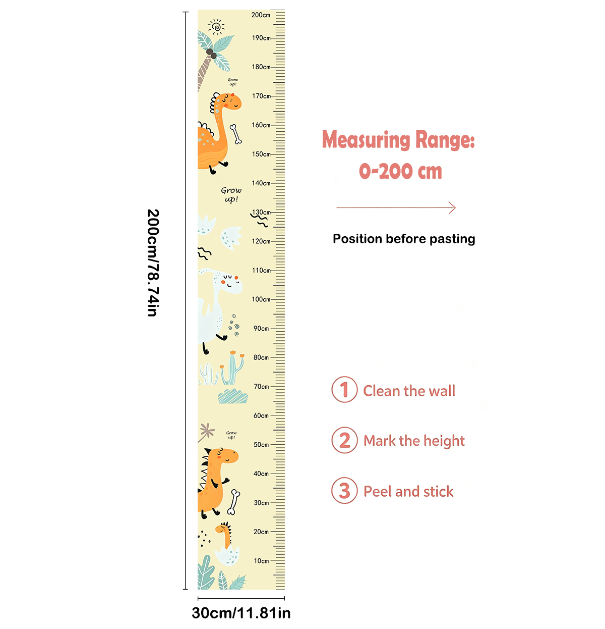 Cartoon Cactus Dinosaur Height - Growth Chart Ruler ulasan dan harga