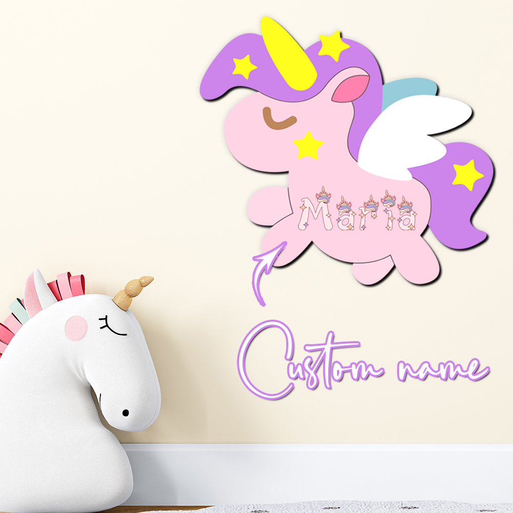 Custom Unicorn Wooden Name Sig - Baby Nursery Girl ulasan dan harga