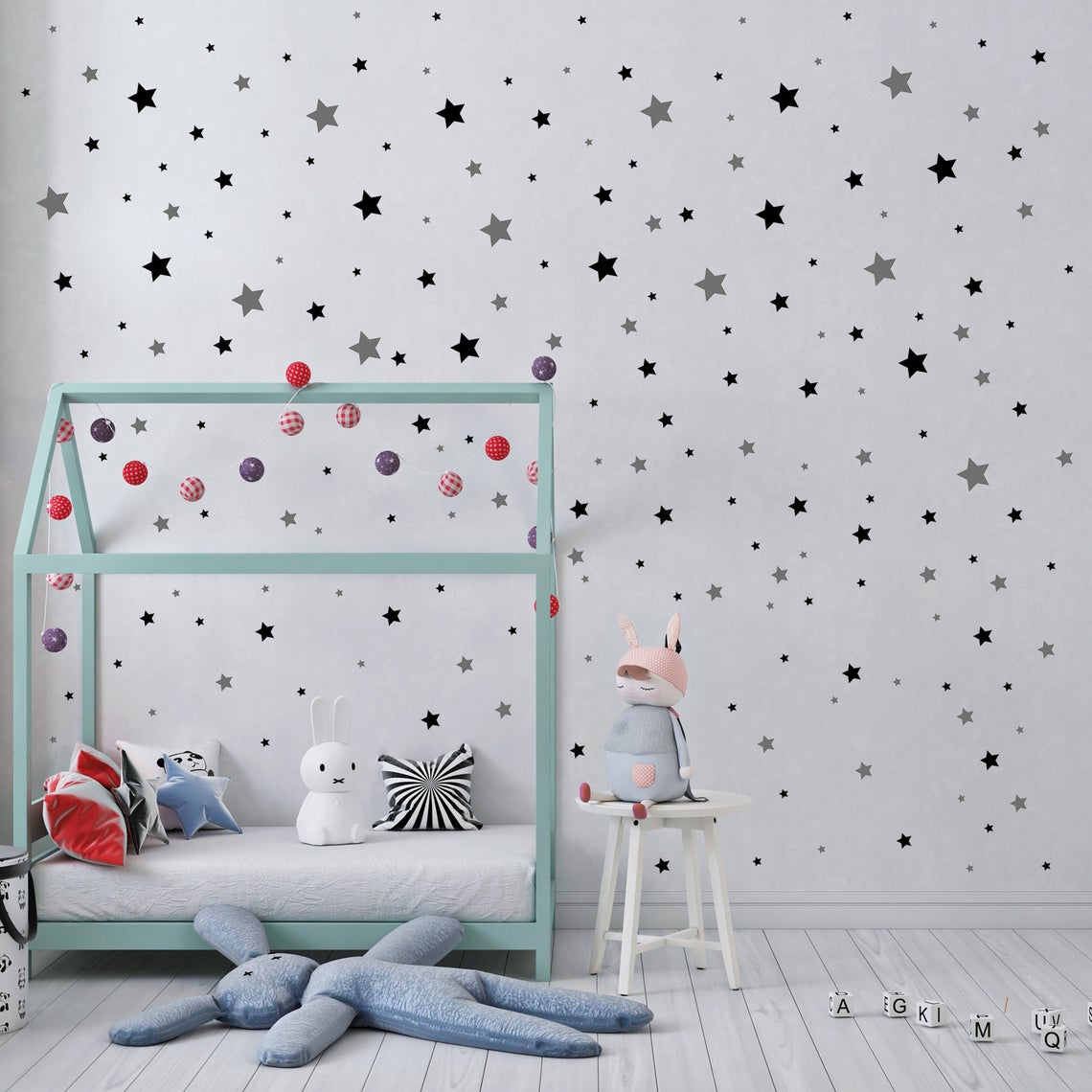 Cartoon 65Pcs Star Wall Sticke - Baby Nursery Needs ulasan dan harga