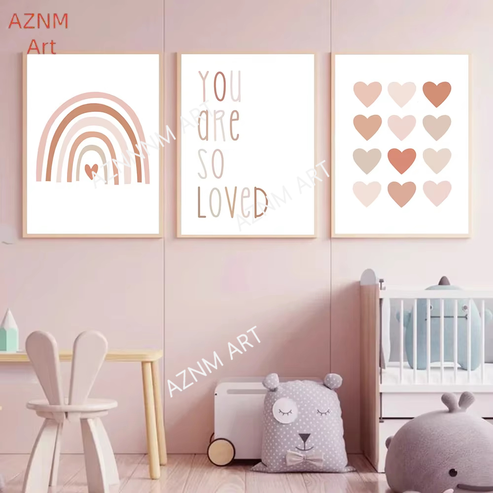 1/3PCS ，Cartoon Heart Rainbow  - Baby Nursery Girl ulasan dan harga