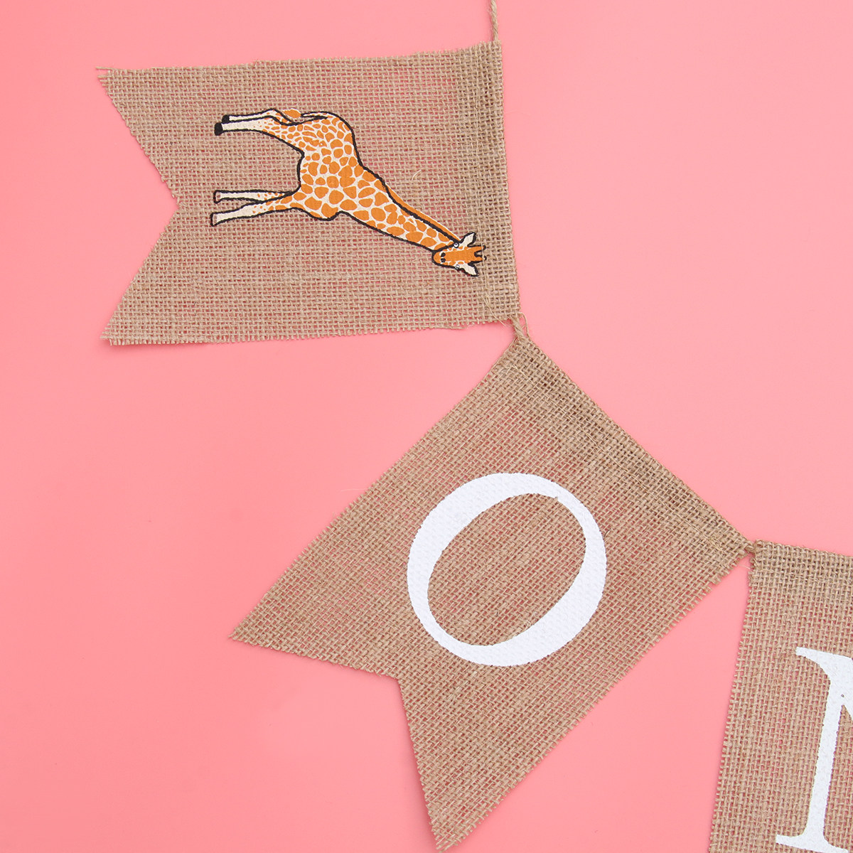 Giraffe Linen Hanging Banner S - Baby Nursery Bunting ulasan dan harga