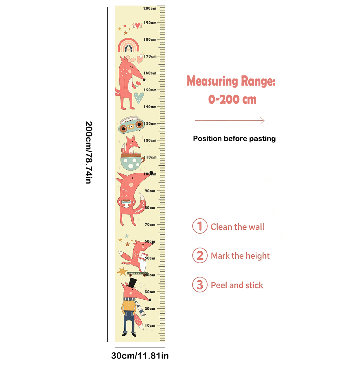 Lovely Animal Fox Kids Height  - Growth Chart Ruler ulasan dan harga