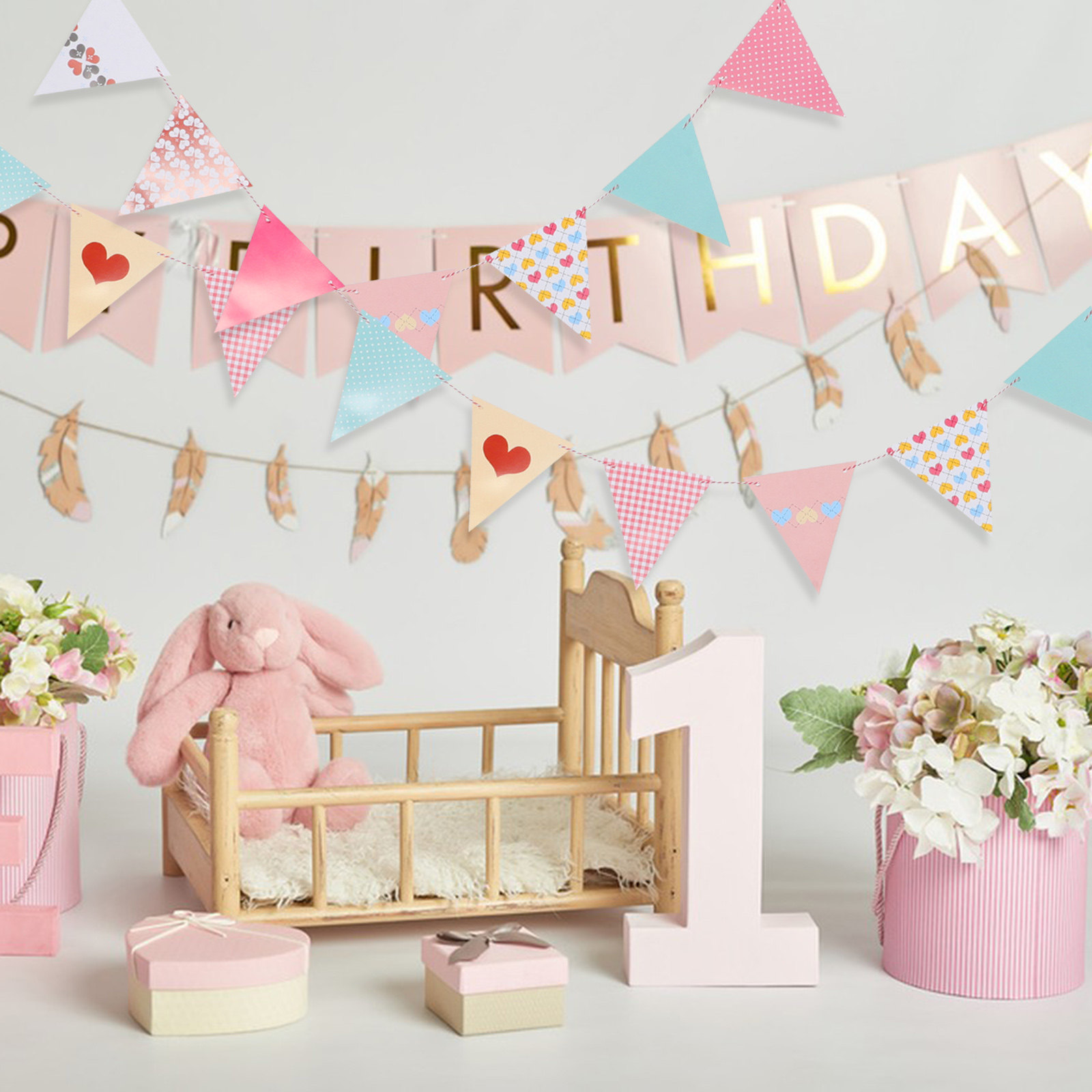 Triangle Paper Bunting Flags G - Baby Nursery Bunting ulasan dan harga