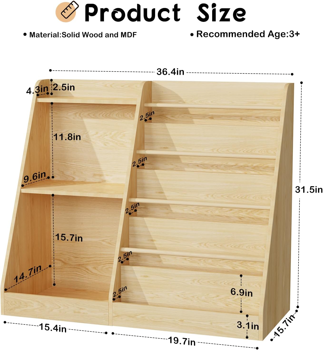 Kids Bookshelf Storage Montess - Baby Nursery Bookcase ulasan dan harga