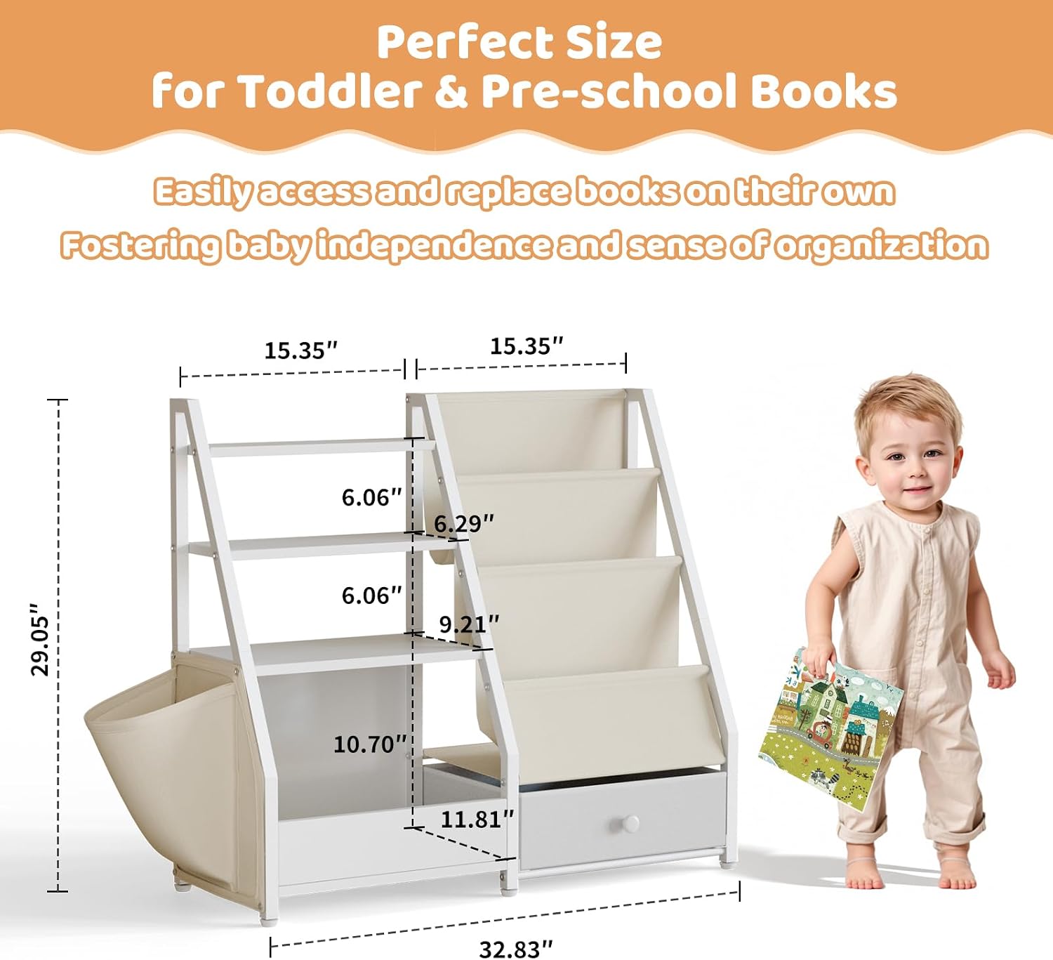 Kids Bookshelf and Toy Storage - Baby Nursery Bookcase ulasan dan harga