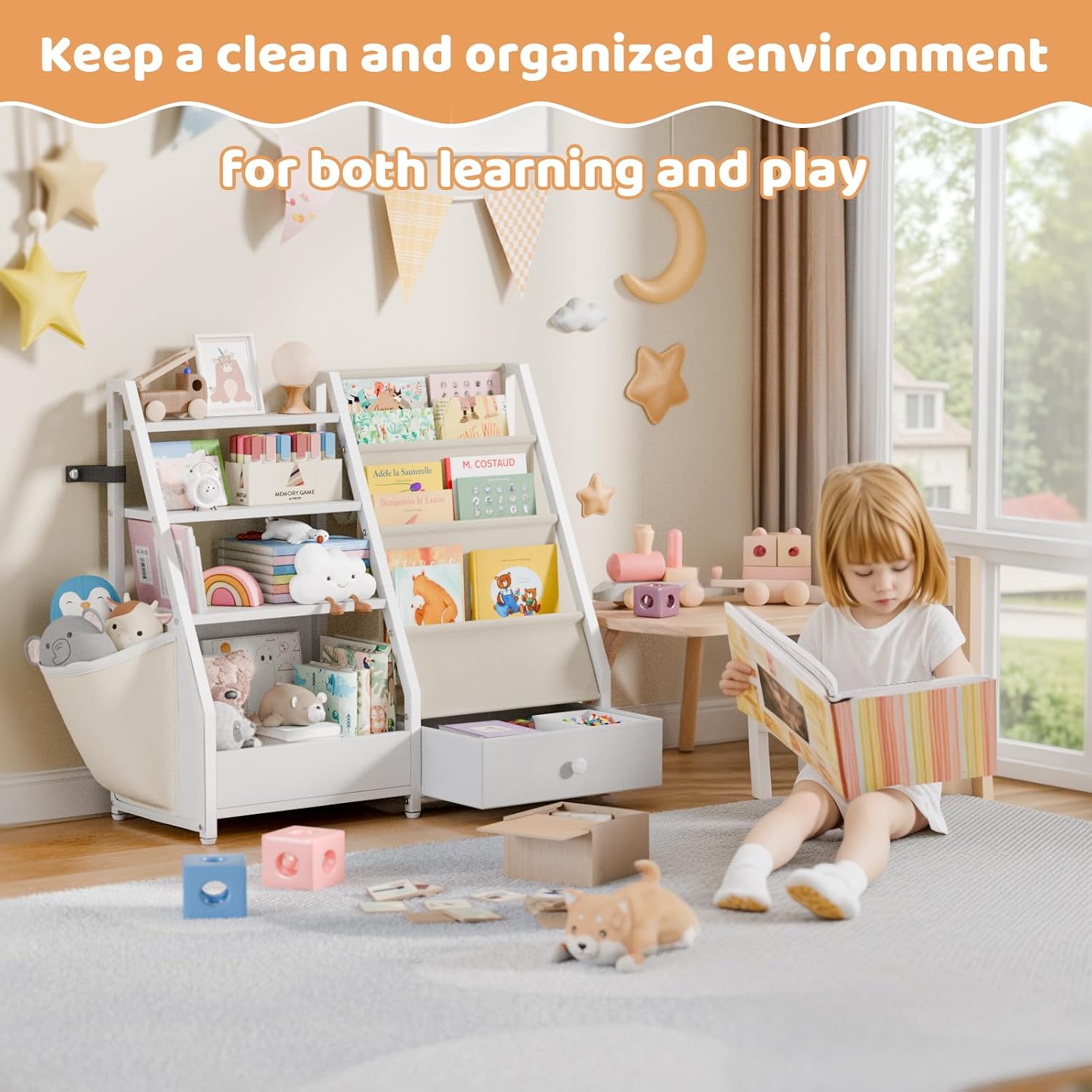 Kids Bookshelf and Toy Storage - Baby Nursery Bookcase ulasan dan harga