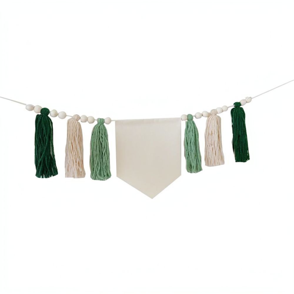 Wooden Bead Tassel Banner Kids - Baby Nursery Bunting ulasan dan harga