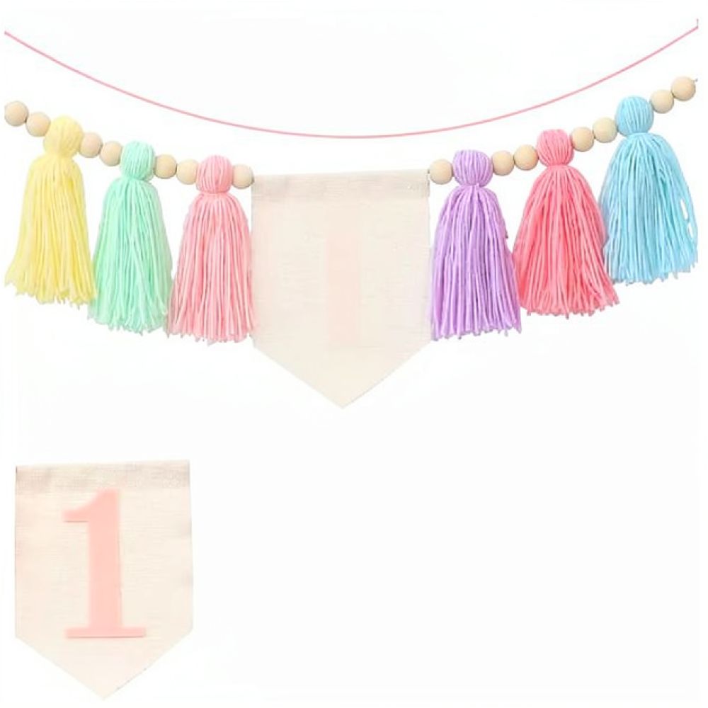 Wooden Bead Tassel Banner Kids - Baby Nursery Bunting ulasan dan harga