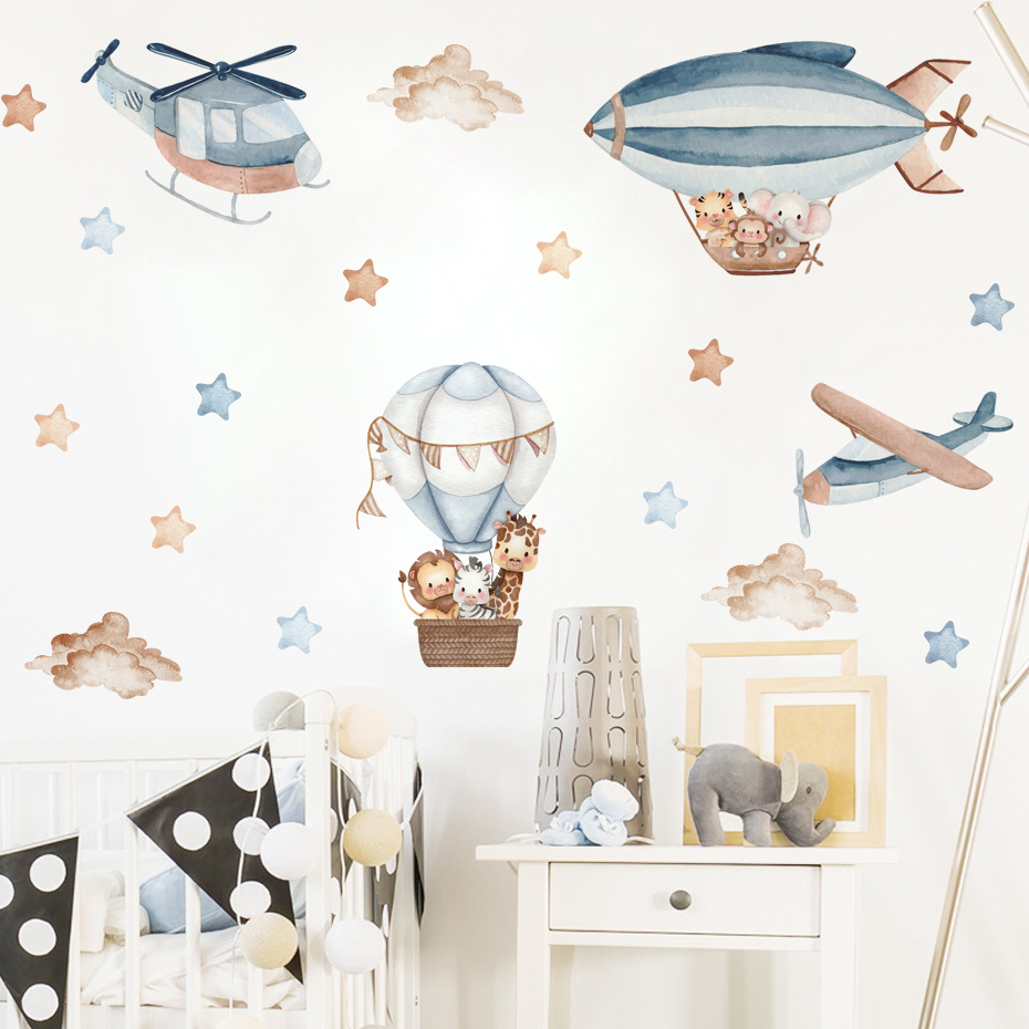 Watercolor Animals Hot Air Bal - Baby Nursery Needs ulasan dan harga