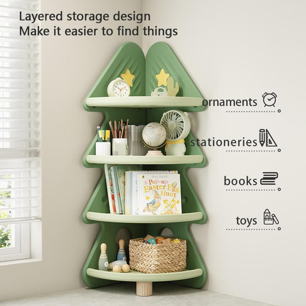 4 Tier Corner Bookshelf Toy St - Baby Nursery Bookcase ulasan dan harga