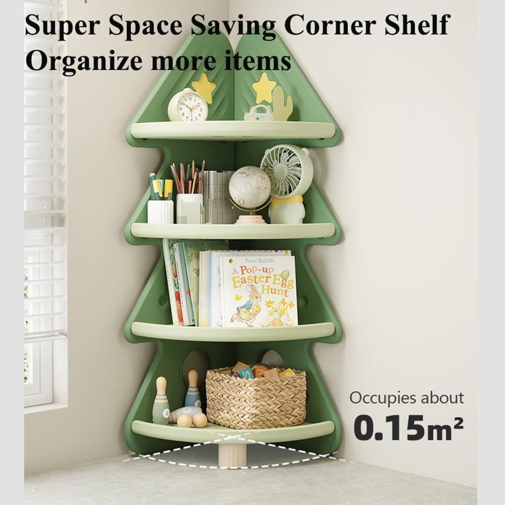 4 Tier Corner Bookshelf Toy St - Baby Nursery Bookcase ulasan dan harga