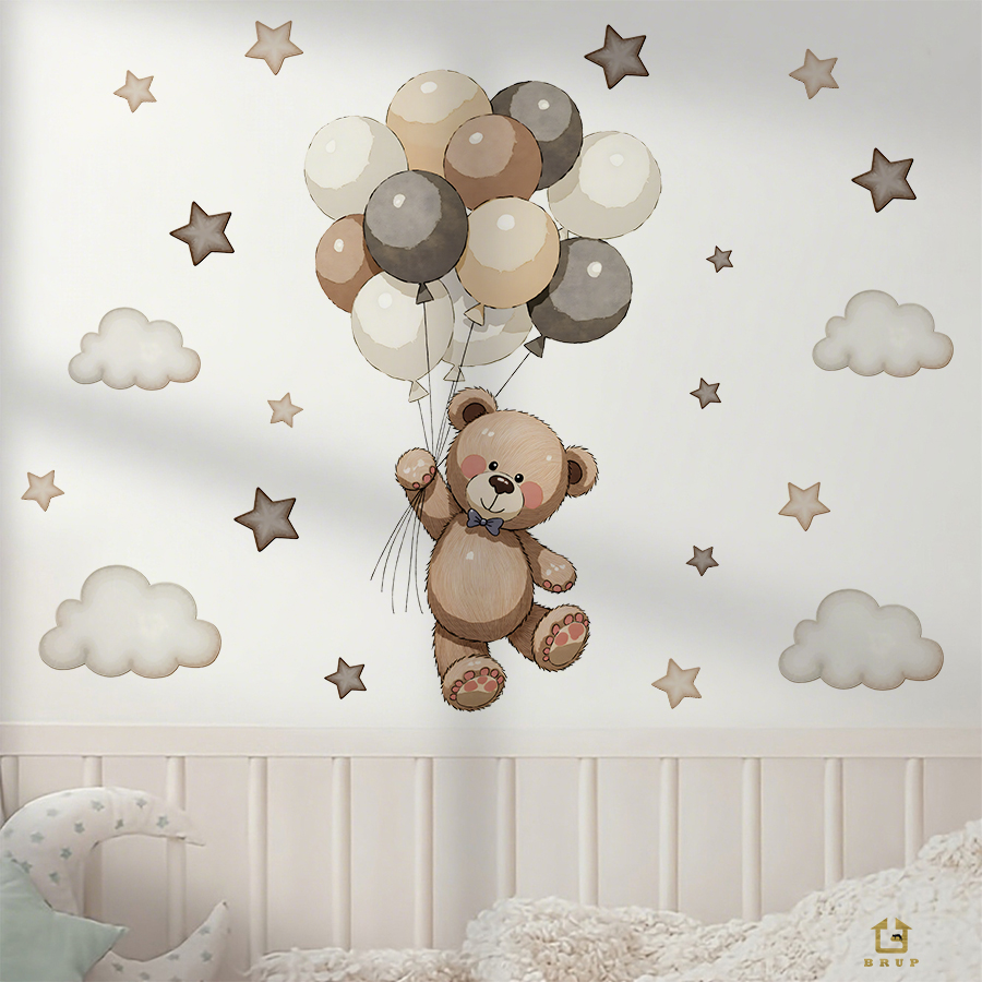 Adorable Teddy Bear Wall Decal - Baby Nursery Needs ulasan dan harga