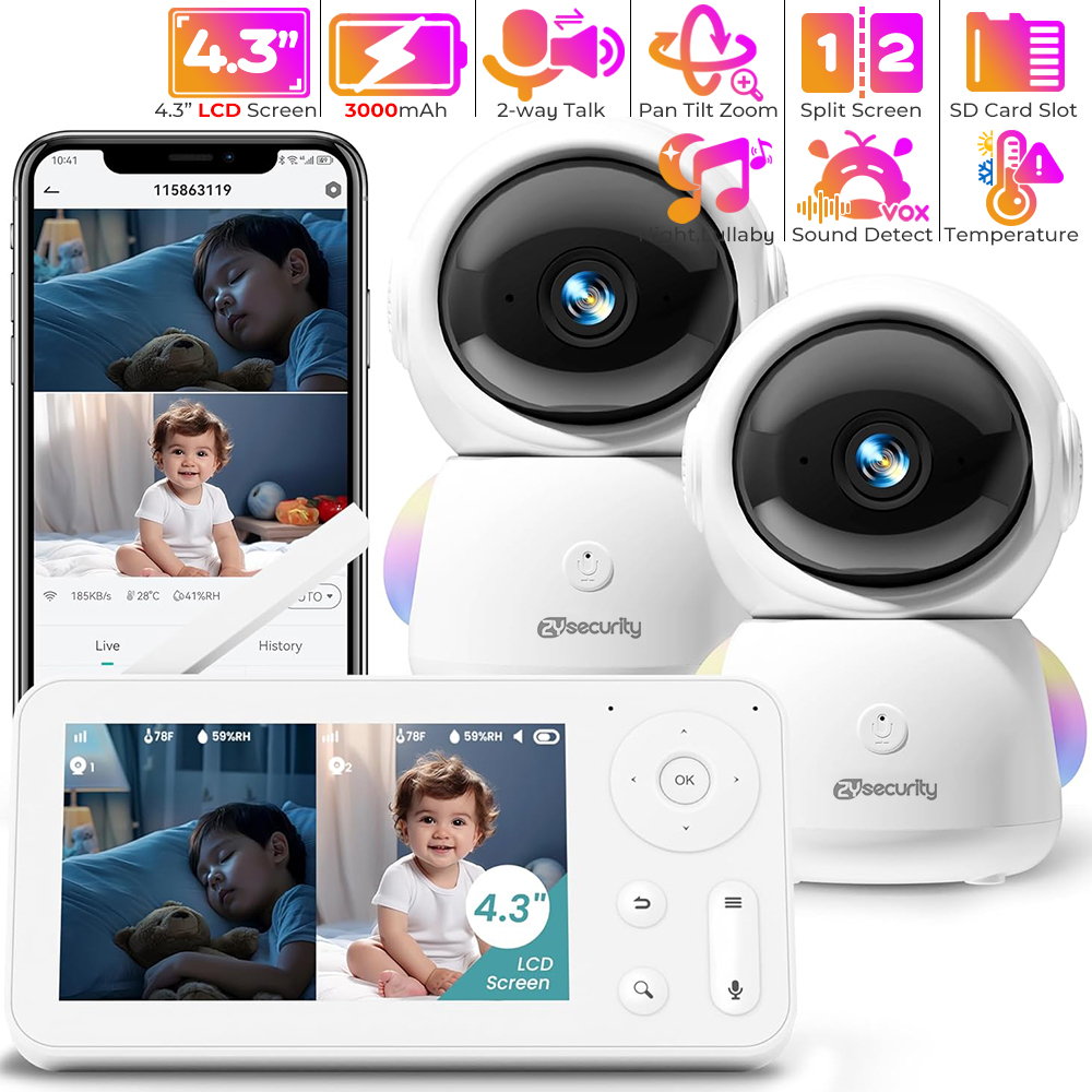 2K Baby Monitor with 2 Cameras - Baby Nursery Night Light ulasan dan harga