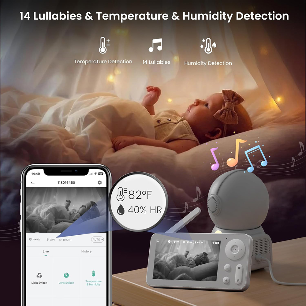 2K Baby Monitor with 2 Cameras - Baby Nursery Night Light ulasan dan harga