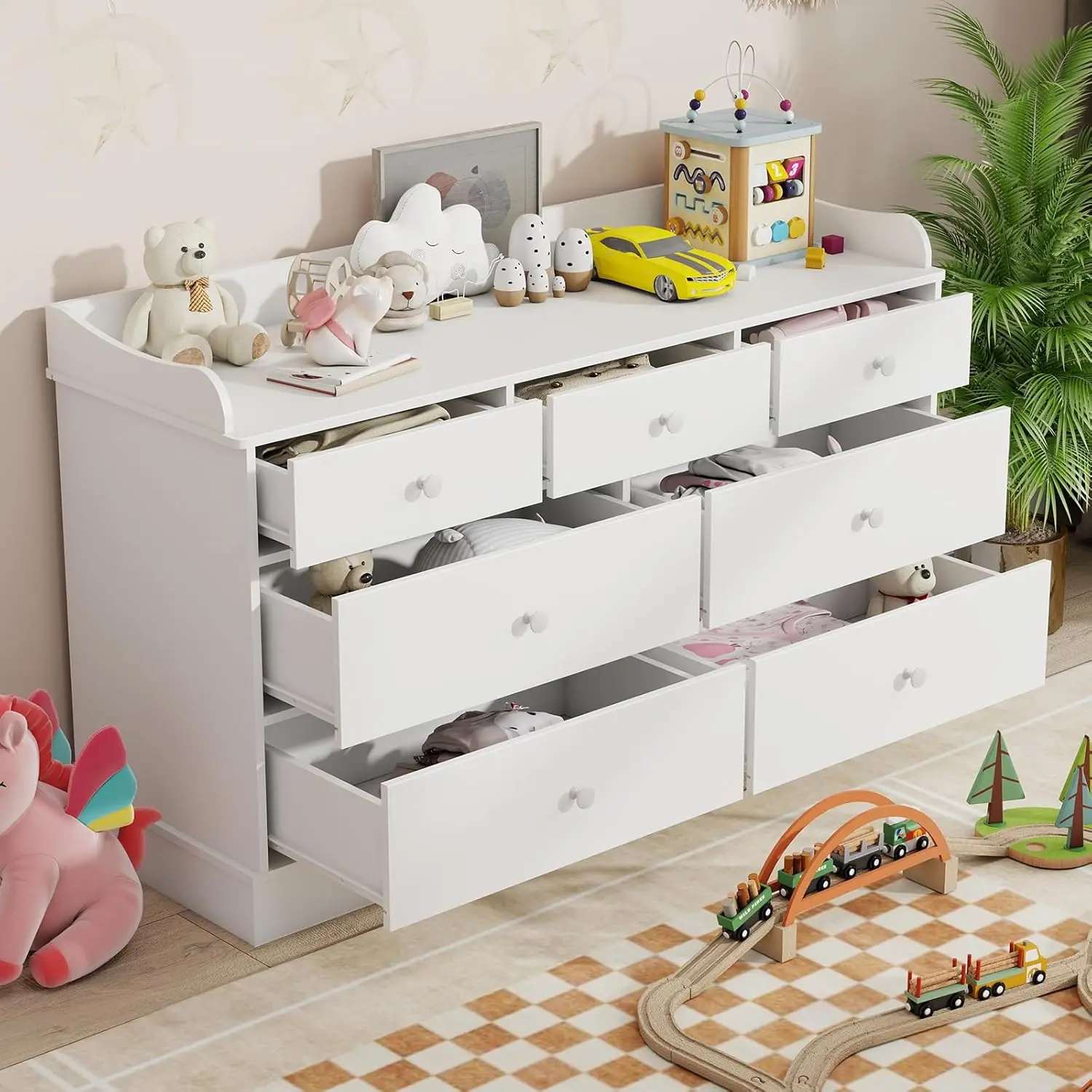 Kids Dresser Cabinet with 7 Dr - Baby Nursery Drawers ulasan dan harga
